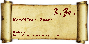 Kozányi Zseni névjegykártya