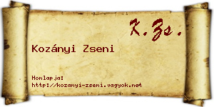 Kozányi Zseni névjegykártya